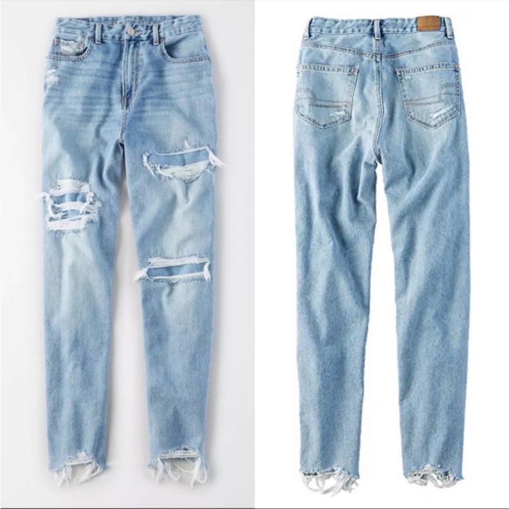 American Eagle Patched Curvy Mom Jean